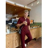 image:imageJMIERR Mens Two Piece Outfits Short Sleeve Polo Shirts amp Loose Pants Sets Casual Summer Textured SuitsRed