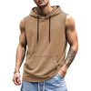 image:imageJMIERR Mens 2026 Vintage Washed Sleeveless Hoodie Tank Top Cotton Muscle Workout Gym Streetwear ShirtBrown