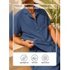 image:imageJMIERR Men Texture 2 Piece Outfit Short Sleeve Lightweight Beach Button Down Shirt Casual Pant Sets with PocketD Blue 3