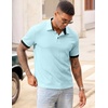 image:imageJMIERR Mens Polo Shirts Knit Textured Casual Short Sleeve Button Summer Vacation Beach Stretchy ShirtBeau Blue
