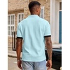 image:imageJMIERR Mens Polo Shirts Knit Textured Casual Short Sleeve Button Summer Vacation Beach Stretchy ShirtBeau Blue