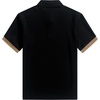 image:imageJMIERR Mens Polo Shirts Knit Textured Casual Short Sleeve Button Summer Vacation Beach Stretchy ShirtBlack