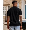 image:imageJMIERR Mens Polo Shirts Knit Textured Casual Short Sleeve Button Summer Vacation Beach Stretchy ShirtBlack