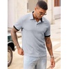 image:imageJMIERR Mens Polo Shirts Knit Textured Casual Short Sleeve Button Summer Vacation Beach Stretchy ShirtGrey