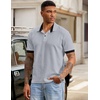 image:imageJMIERR Mens Polo Shirts Knit Textured Casual Short Sleeve Button Summer Vacation Beach Stretchy ShirtGrey