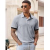 image:imageJMIERR Mens Polo Shirts Knit Textured Casual Short Sleeve Button Summer Vacation Beach Stretchy ShirtGrey
