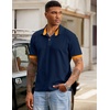 image:imageJMIERR Mens Polo Shirts Knit Textured Casual Short Sleeve Button Summer Vacation Beach Stretchy ShirtNavy Blue