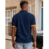 image:imageJMIERR Mens Polo Shirts Knit Textured Casual Short Sleeve Button Summer Vacation Beach Stretchy ShirtNavy Blue
