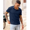 image:imageJMIERR Mens Polo Shirts Knit Textured Casual Short Sleeve Button Summer Vacation Beach Stretchy ShirtNavy Blue
