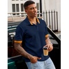 image:imageJMIERR Mens Polo Shirts Knit Textured Casual Short Sleeve Button Summer Vacation Beach Stretchy ShirtNavy Blue