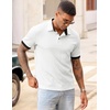 image:imageJMIERR Mens Polo Shirts Knit Textured Casual Short Sleeve Button Summer Vacation Beach Stretchy ShirtWhite