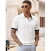 image:imageJMIERR Mens Polo Shirts Knit Textured Casual Short Sleeve Button Summer Vacation Beach Stretchy ShirtWhite