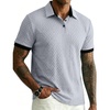 image:imageJMIERR Mens Polo Shirts Knit Textured Casual Short Sleeve Button Summer Vacation Beach Stretchy ShirtGrey