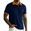 image:imageJMIERR Mens Polo Shirts Knit Textured Casual Short Sleeve Button Summer Vacation Beach Stretchy ShirtNavy Blue