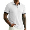 image:imageJMIERR Mens Polo Shirts Knit Textured Casual Short Sleeve Button Summer Vacation Beach Stretchy ShirtWhite