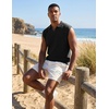 image:imageJMIERR Mens Casual Knitted Wool Sleeveless Shirts Johnny Collar Summer Beach Textured Tank TopsBlack