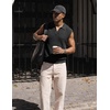 image:imageJMIERR Mens Casual Knitted Wool Sleeveless Shirts Johnny Collar Summer Beach Textured Tank TopsBlack