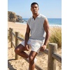 image:imageJMIERR Mens Casual Knitted Wool Sleeveless Shirts Johnny Collar Summer Beach Textured Tank TopsGray