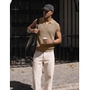 image:imageJMIERR Mens Casual Knitted Wool Sleeveless Shirts Johnny Collar Summer Beach Textured Tank TopsKhaki