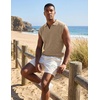 image:imageJMIERR Mens Casual Knitted Wool Sleeveless Shirts Johnny Collar Summer Beach Textured Tank TopsKhaki