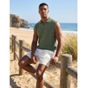 image:imageJMIERR Mens Casual Knitted Wool Sleeveless Shirts Johnny Collar Summer Beach Textured Tank TopsMoss Green
