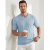 image:imageJMIERR Mens V Neck Knit Shirts Short Sleeve Sweater Shirt Casual Ribbed Pullover T ShirtBeau Blue