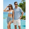 image:imageJMIERR Mens V Neck Knit Shirts Short Sleeve Sweater Shirt Casual Ribbed Pullover T ShirtBeau Blue