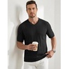 image:imageJMIERR Mens V Neck Knit Shirts Short Sleeve Sweater Shirt Casual Ribbed Pullover T ShirtBlack