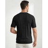 image:imageJMIERR Mens V Neck Knit Shirts Short Sleeve Sweater Shirt Casual Ribbed Pullover T ShirtBlack