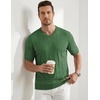 image:imageJMIERR Mens V Neck Knit Shirts Short Sleeve Sweater Shirt Casual Ribbed Pullover T ShirtGreen