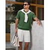 image:imageJMIERR Mens V Neck Knit Shirts Short Sleeve Sweater Shirt Casual Ribbed Pullover T ShirtGreen