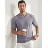 image:imageJMIERR Mens V Neck Knit Shirts Short Sleeve Sweater Shirt Casual Ribbed Pullover T ShirtGrey Blue