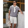 image:imageJMIERR Mens V Neck Knit Shirts Short Sleeve Sweater Shirt Casual Ribbed Pullover T ShirtGrey Blue