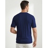 image:imageJMIERR Mens V Neck Knit Shirts Short Sleeve Sweater Shirt Casual Ribbed Pullover T ShirtNavy Blue