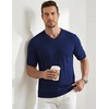 image:imageJMIERR Mens V Neck Knit Shirts Short Sleeve Sweater Shirt Casual Ribbed Pullover T ShirtNavy Blue