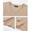 image:imageJMIERR Mens V Neck Knit Shirts Short Sleeve Sweater Shirt Casual Ribbed Pullover T ShirtParchment