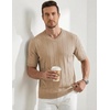 image:imageJMIERR Mens V Neck Knit Shirts Short Sleeve Sweater Shirt Casual Ribbed Pullover T ShirtParchment