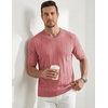 image:imageJMIERR Mens V Neck Knit Shirts Short Sleeve Sweater Shirt Casual Ribbed Pullover T ShirtPink