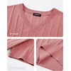 image:imageJMIERR Mens V Neck Knit Shirts Short Sleeve Sweater Shirt Casual Ribbed Pullover T ShirtPink