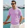 image:imageJMIERR Mens V Neck Knit Shirts Short Sleeve Sweater Shirt Casual Ribbed Pullover T ShirtPurple