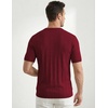 image:imageJMIERR Mens V Neck Knit Shirts Short Sleeve Sweater Shirt Casual Ribbed Pullover T ShirtRed