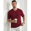 image:imageJMIERR Mens V Neck Knit Shirts Short Sleeve Sweater Shirt Casual Ribbed Pullover T ShirtRed