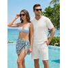 image:imageJMIERR Mens V Neck Knit Shirts Short Sleeve Sweater Shirt Casual Ribbed Pullover T ShirtWhite