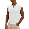 image:imageJMIERR Mens Casual Knitted Wool Sleeveless Shirts Johnny Collar Summer Beach Textured Tank TopsWhite