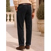 image:imageJMIERR Mens Stretch Corduroy Pants Elastic Waist Casual Pleated Trousers Regular Fit Dress Date PantsBlack