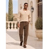 image:imageJMIERR Mens Stretch Corduroy Pants Elastic Waist Casual Pleated Trousers Regular Fit Dress Date PantsBrown