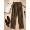 image:imageJMIERR Mens Stretch Corduroy Pants Elastic Waist Casual Pleated Trousers Regular Fit Dress Date PantsDark Khaki