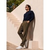 image:imageJMIERR Mens Stretch Corduroy Pants Elastic Waist Casual Pleated Trousers Regular Fit Dress Date PantsDark Khaki
