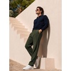 image:imageJMIERR Mens Stretch Corduroy Pants Elastic Waist Casual Pleated Trousers Regular Fit Dress Date PantsGreen
