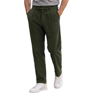 image:imageJMIERR Mens Stretch Corduroy Pants Elastic Waist Casual Pleated Trousers Regular Fit Dress Date PantsGreen